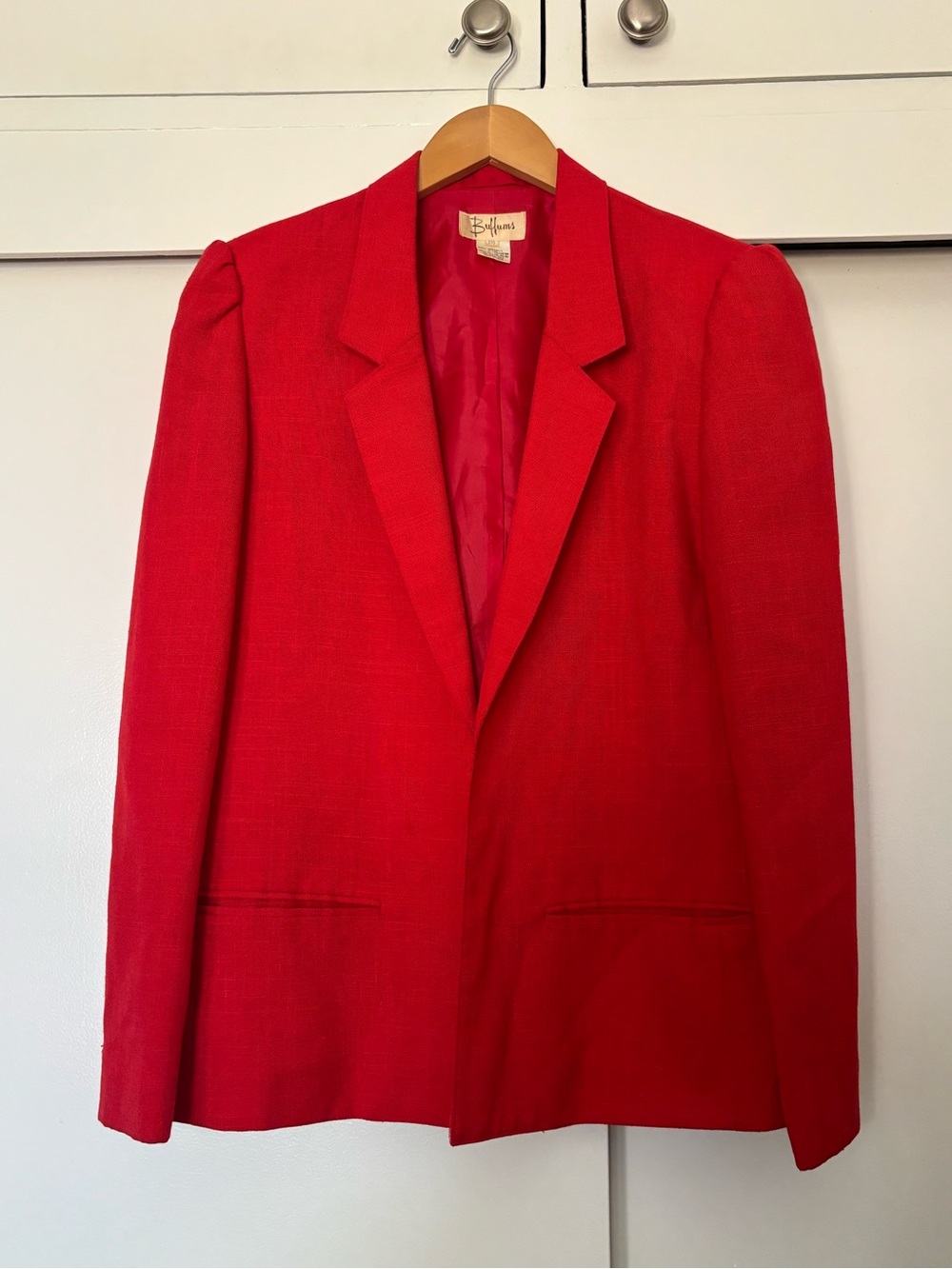 Red Women's Blazer with Notch Lapel